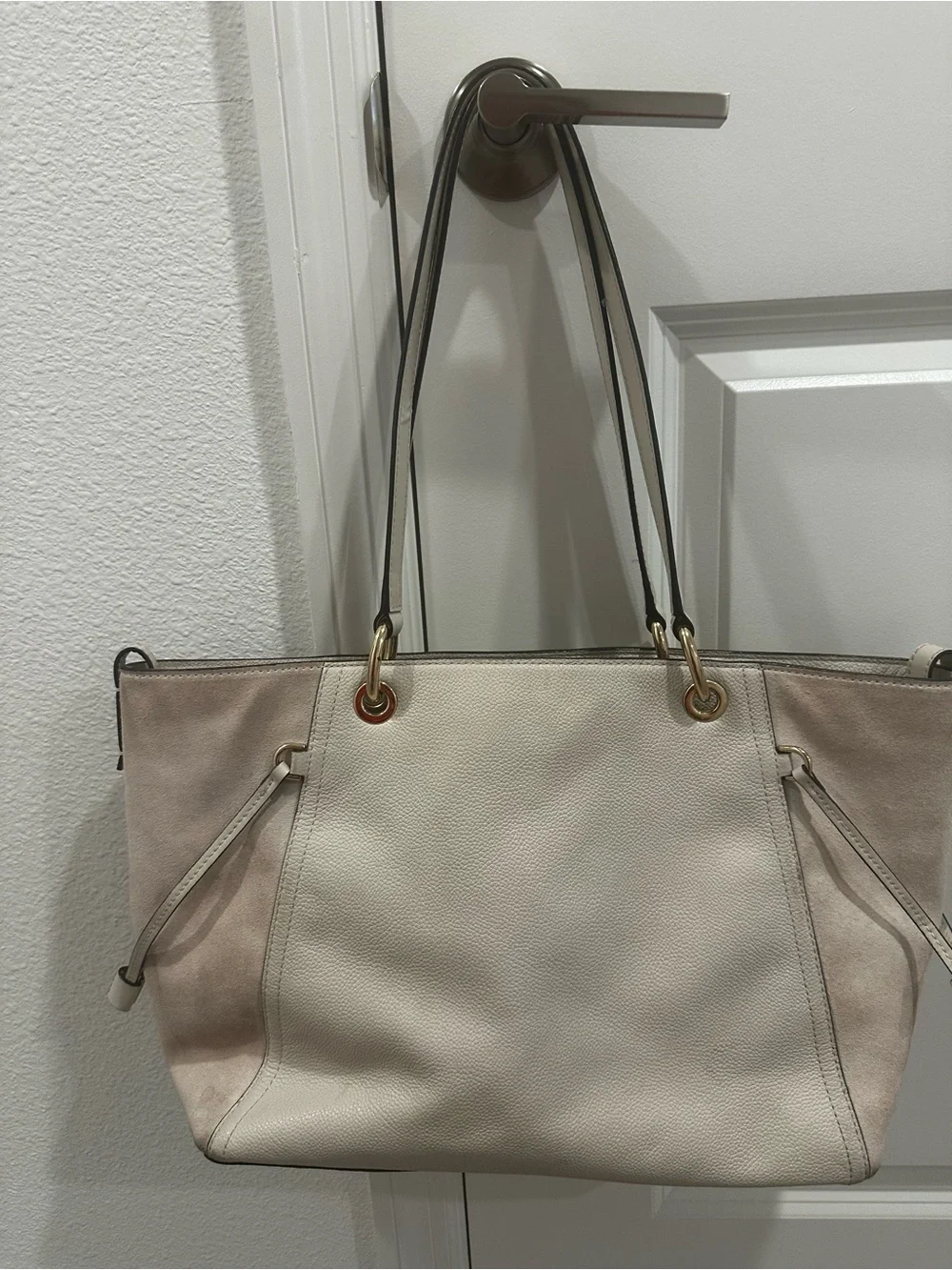 Michael Kors Cream and Blush Leather Shoulder Tote